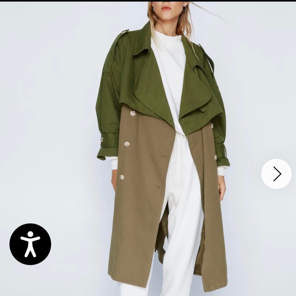 Two Tone Belted Oversized Trench Wrap Coat US size 16